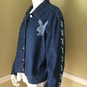 Playboy Bleached Bunny Dark Wash Jean Jacket